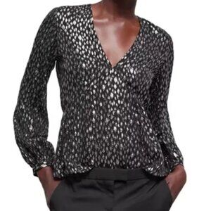 NWT The Kooples Sparkling Leopard Print Blouse Size XSmall $365